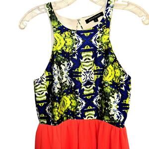 Jealous Tomato Medium Orange Blue Women's Sleeveless Sun Dress Miss Size8 10 M